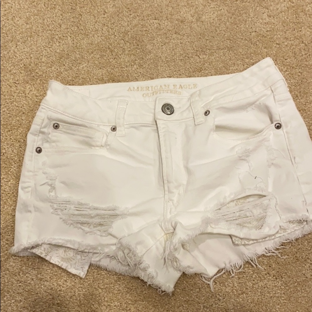 White jean shorts
